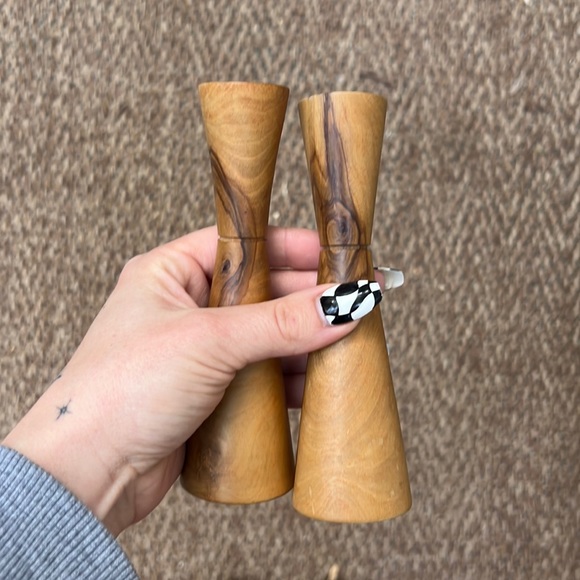 Other - Amazing pair of mid century modern wooden candlestick holders vintage!!!